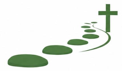 Stepping stones leading toward a cross — a visual for beginning your faith journey